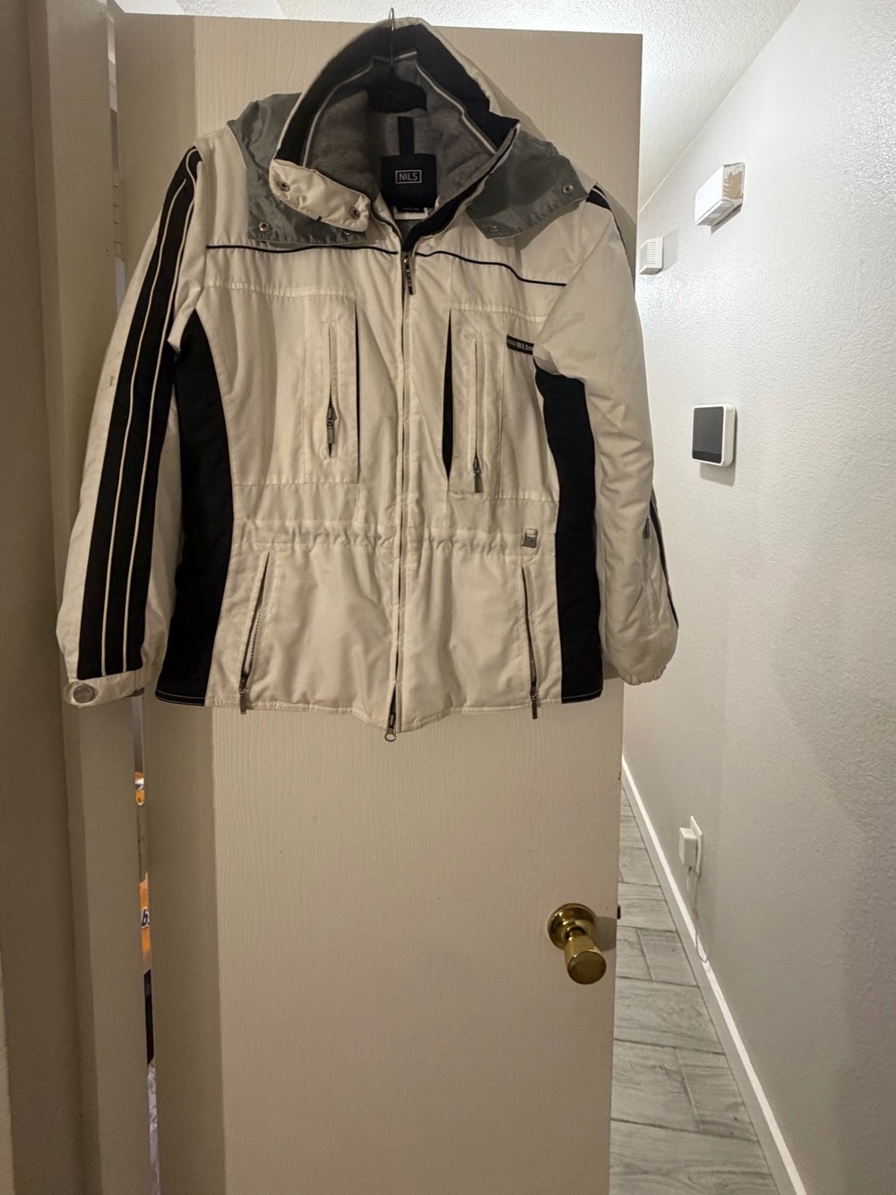 NILS White and Black Ski Jacket with Hood